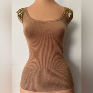 BCBGMaxAzria Cashmere Silk Blend Embellished Top Size XS